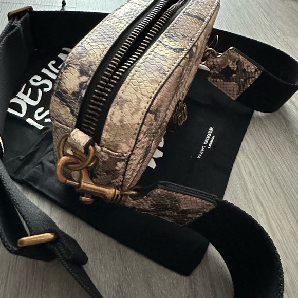 Kurt Geiger Beige and Black Snake Print Crossbody Bag Small - Picture 5 of 6